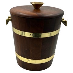 American Mid-Century Modern Solid Walnut & Brass Ice Bucket