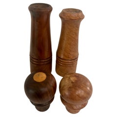 Salière et poivrière en noyer massif et ronce de bois, américaine, moderne, du milieu du siècle, Hand Craft