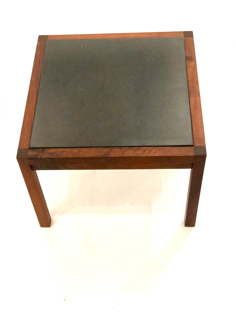 American Mid Century Modern Solid Walnut Frame And Slate End Tables American Mid Century Modern Solid Walnut Frame And Slate End Tables For 1