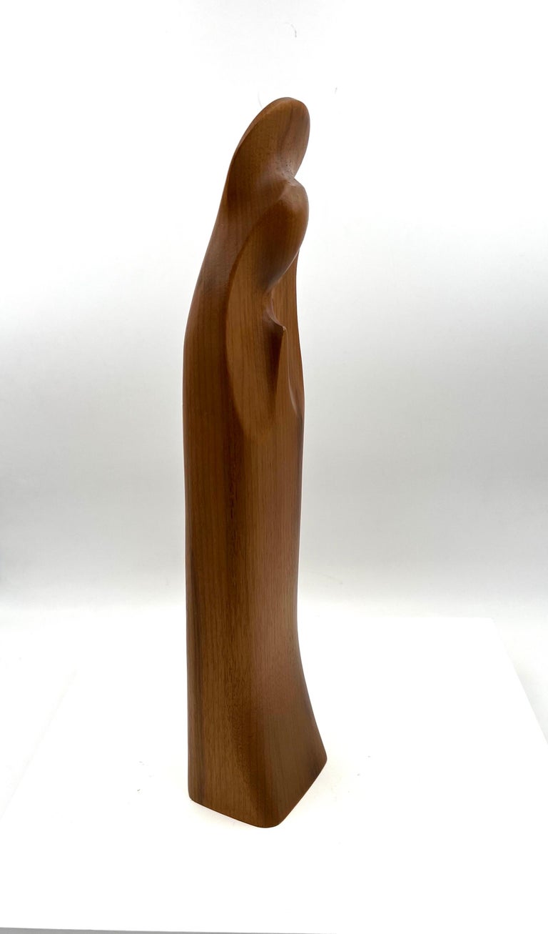 American MidCentury Modern Solid Walnut Madona Wood Sculpture For Sale