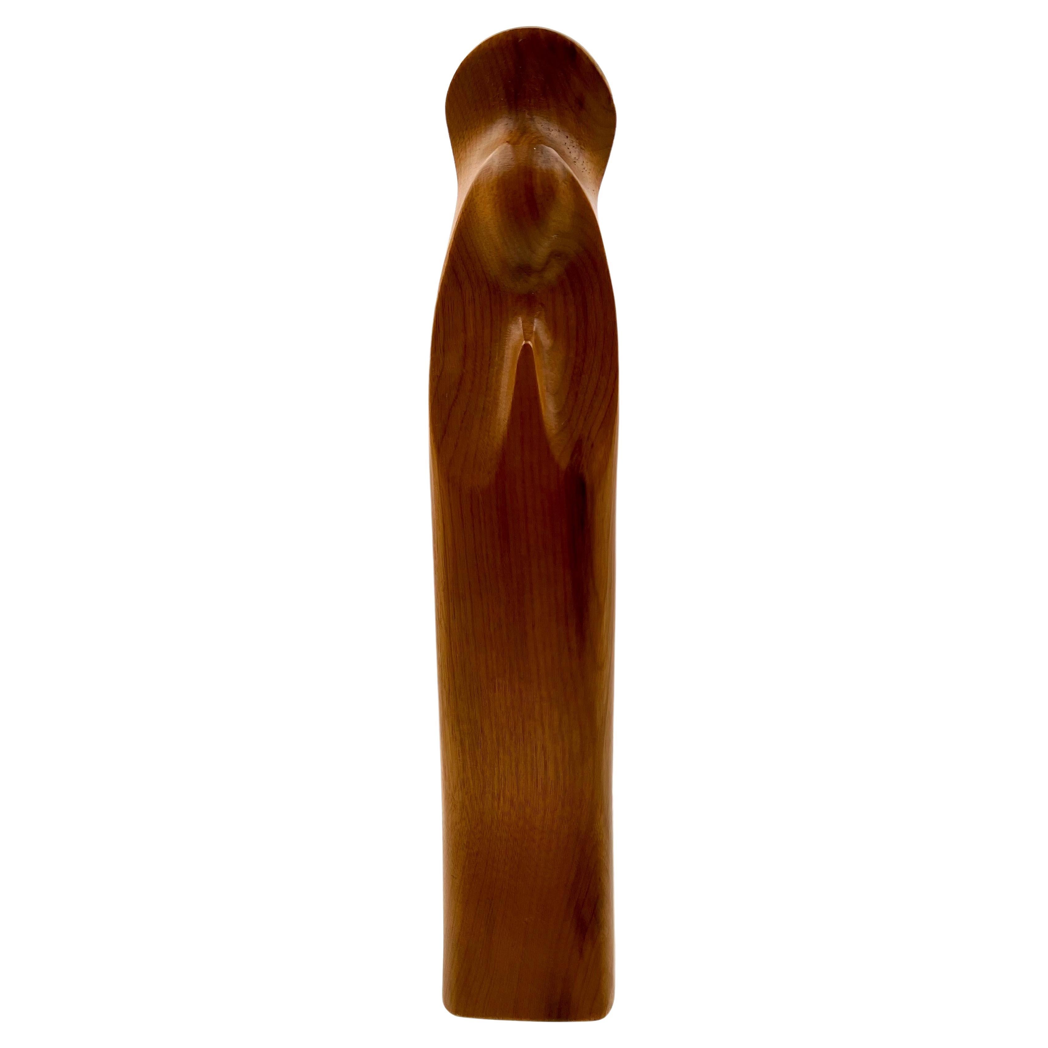 American Mid-Century Modern Solid Walnut Madona Wood Sculpture For Sale