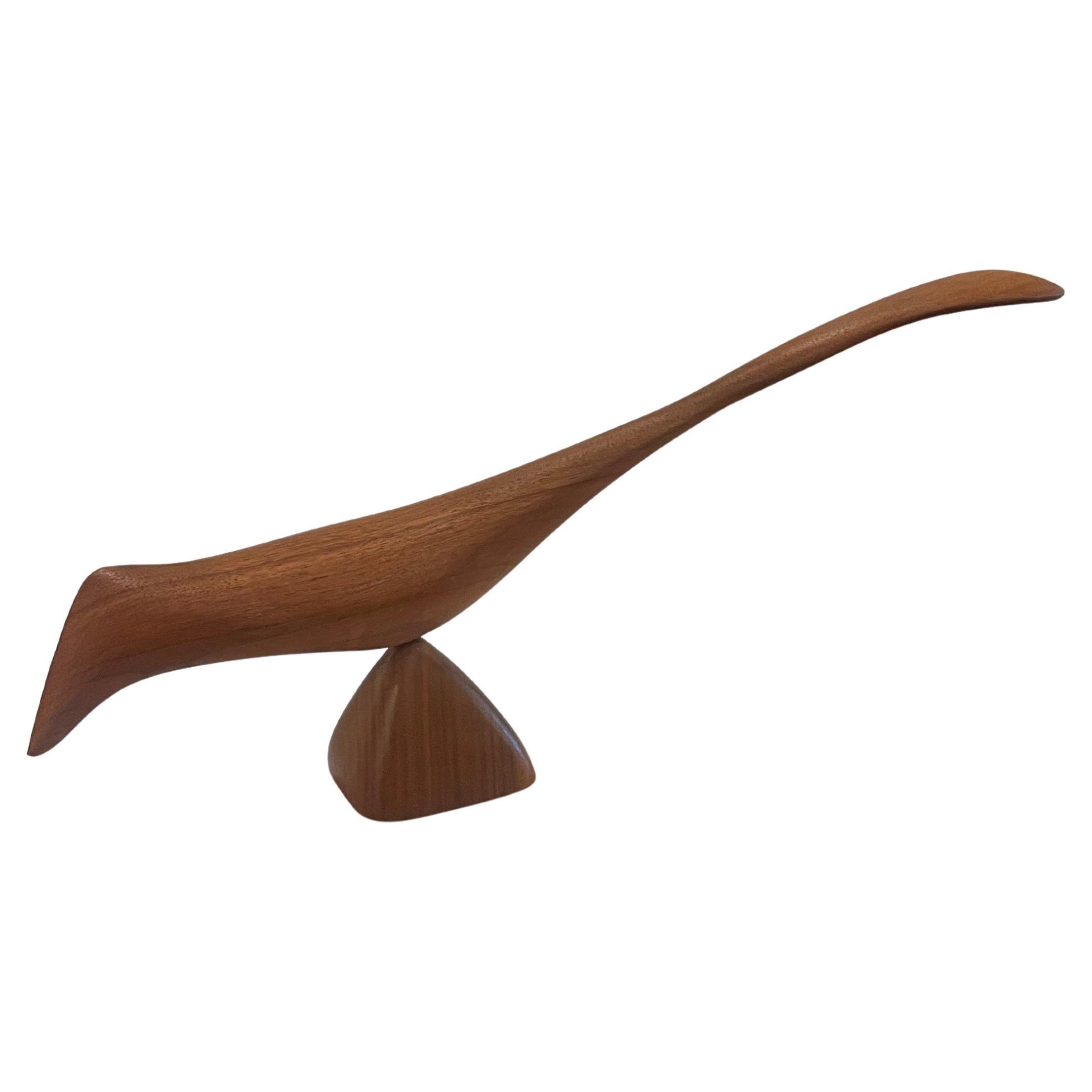 20th Century American Mid Century Modern Solid Walnut Petite Bird Sculpture by Emil Milan