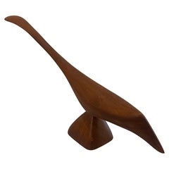 American Mid Century Modern Solid Walnut Petite Bird Sculpture by Emil Milan
