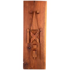 Vintage American Mid-Century Modern Solid Walnut Tiki Wall Plaque