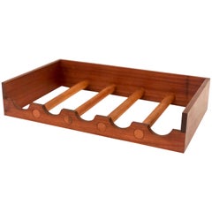 Vintage American Mid-Century Modern Solid Walnut Wine Rack 5 Bottle Capacity
