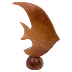 American Mid Century Modern Solid Wood Fish Sculpture