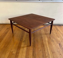 American Mid-Century Modern Square Coffee Table in Walnut