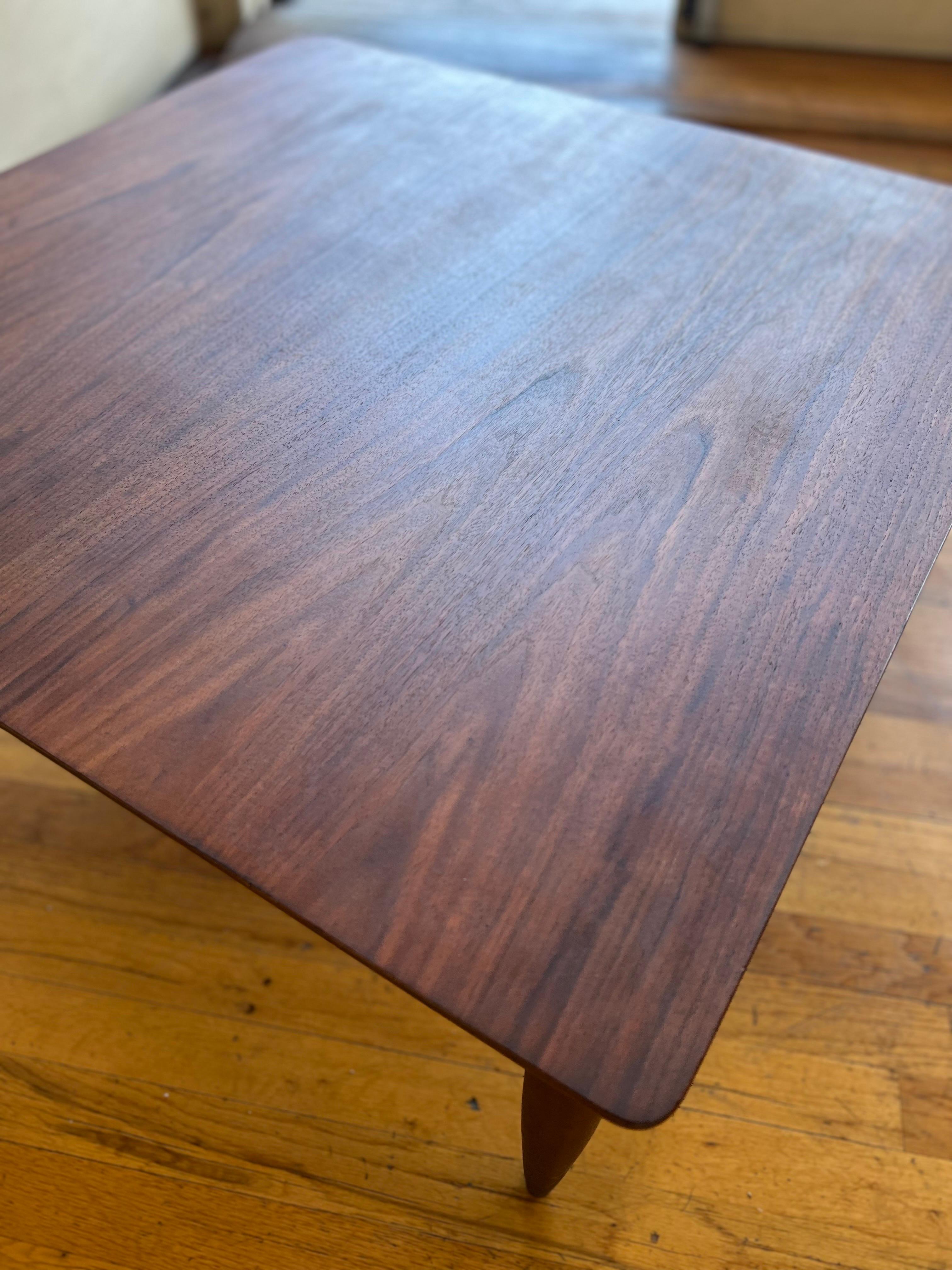 American Mid-Century Modern Square Coffee Table in Walnut 3