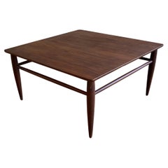 American Mid-Century Modern Square Coffee Table in Walnut