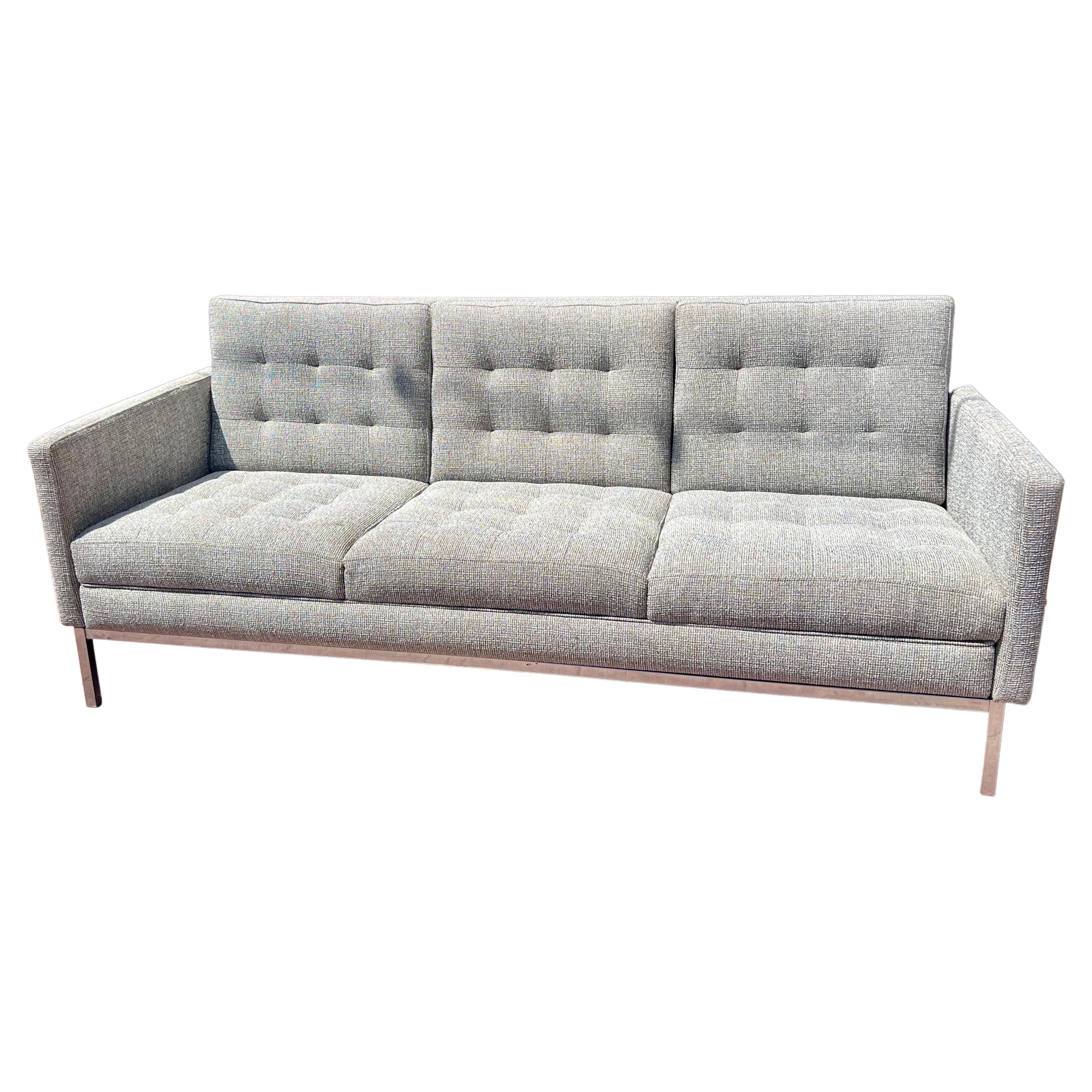 20th Century American Mid Century Modern Steelcase 3 Seater Sofa Chrome Base New Fabric For Sale