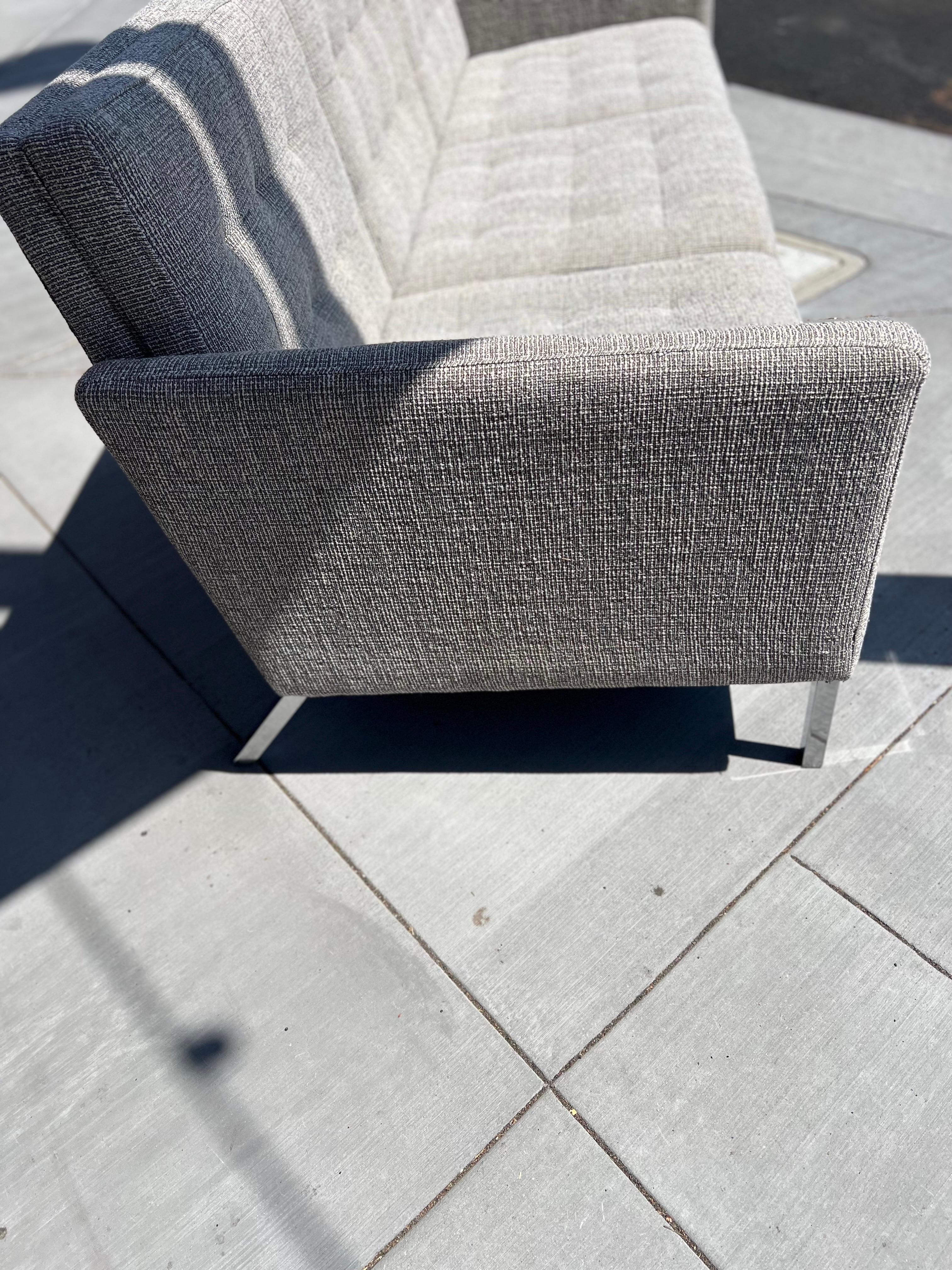 American Mid Century Modern Steelcase 3 Seater Sofa Chrome Base New Fabric 1