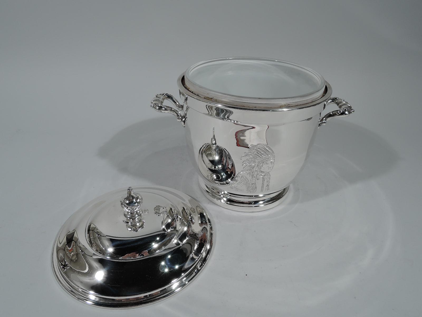 American Mid-Century Modern Sterling Silver Indian Chief Ice Bucket In Excellent Condition In New York, NY