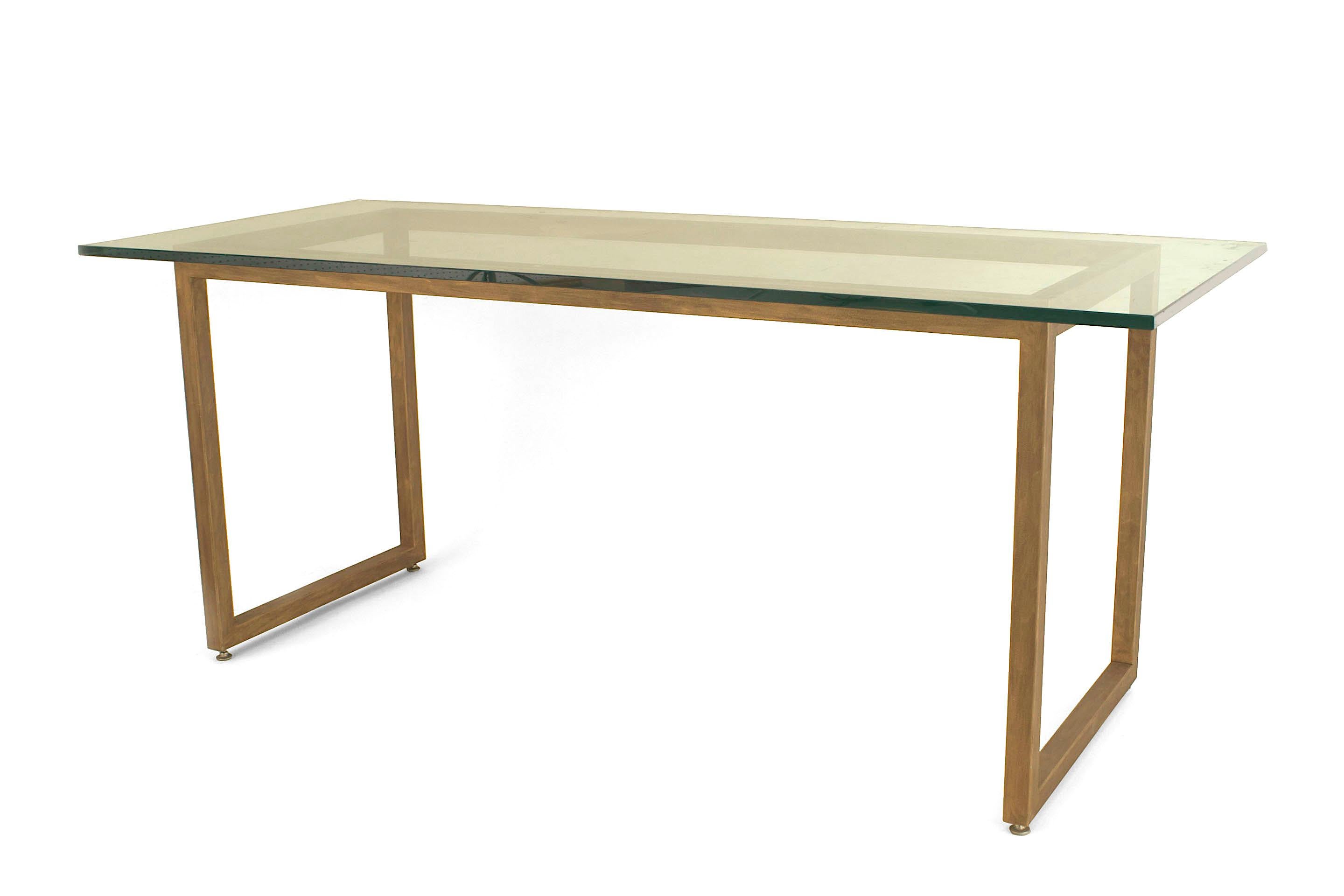 mid century glass dining table