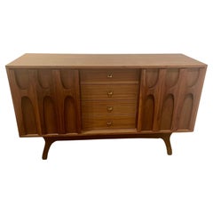 Vintage American Mid Century Modern Style Walnut Custom Credenza 