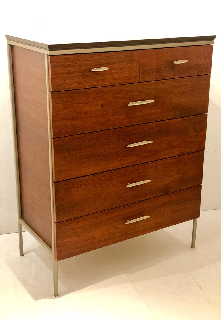 American Mid Century Modern Tall Boy Dresser By Vista Of