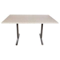 American Mid-Century Modern Terrazzo Table with Tubular T-Form Chrome Legs