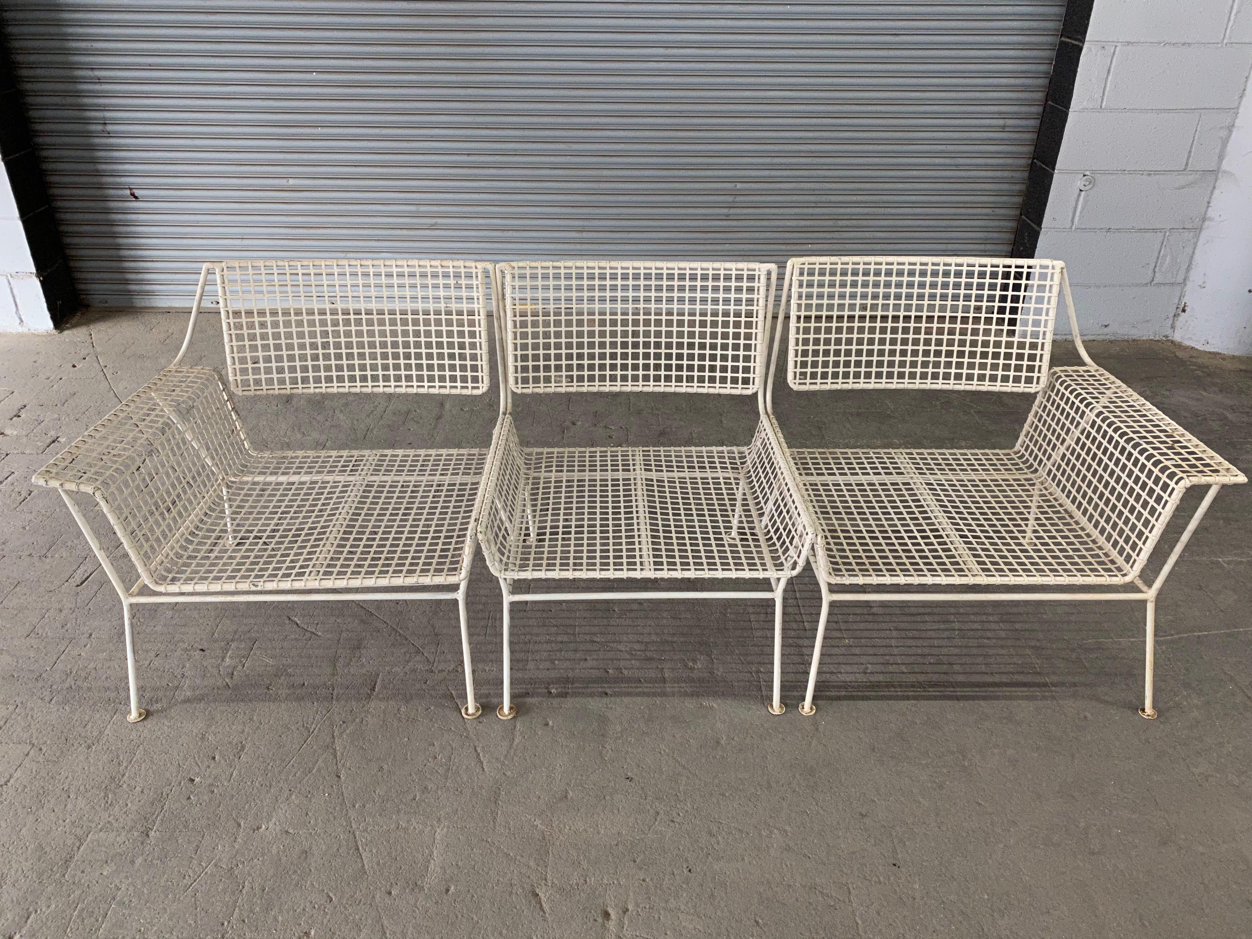 Glass American Mid-Century Modern Three-Piece Terrace Settee