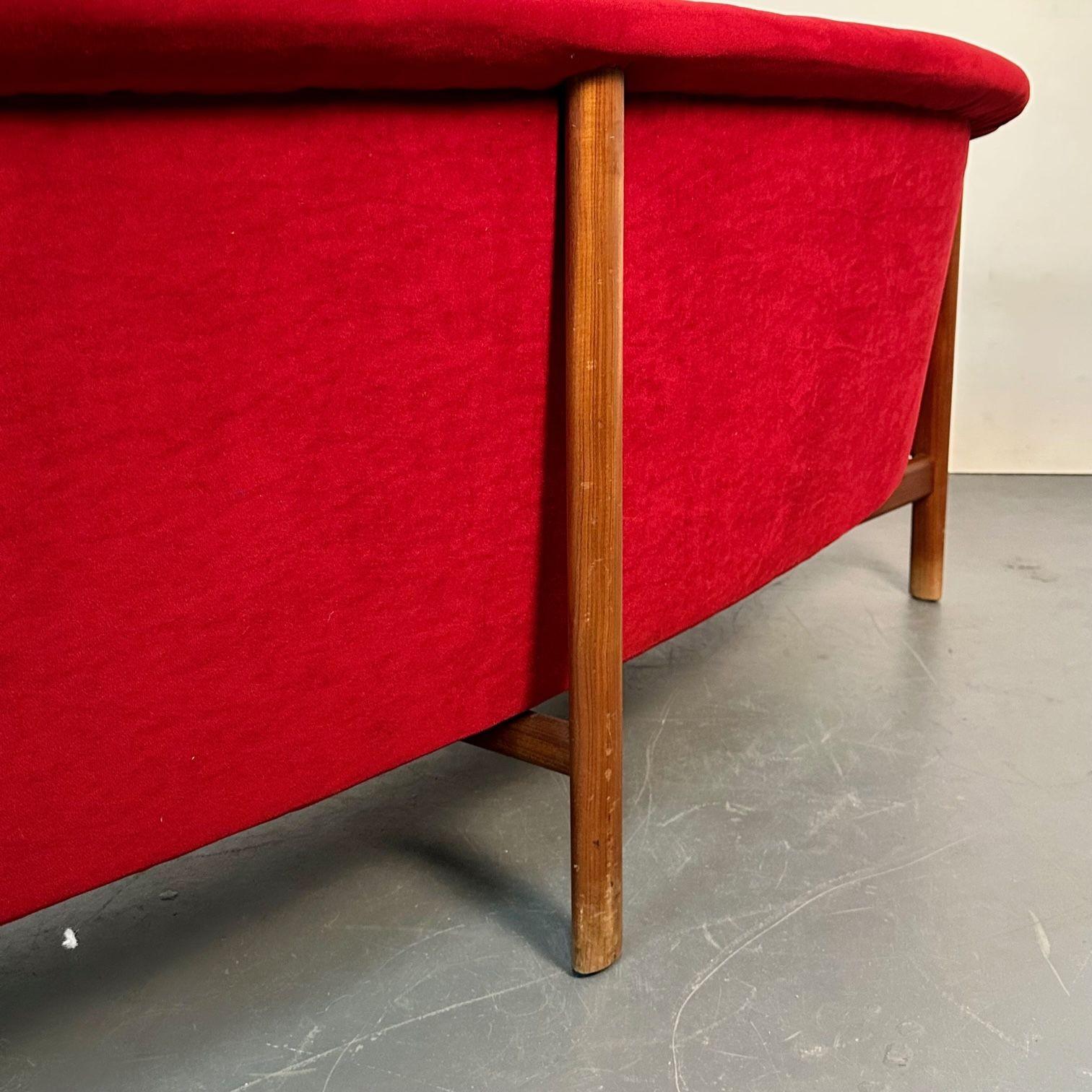 Curved Danish Mid-Century Modern Three Seater Sofa by Johannes Andersen, Walnut For Sale 8