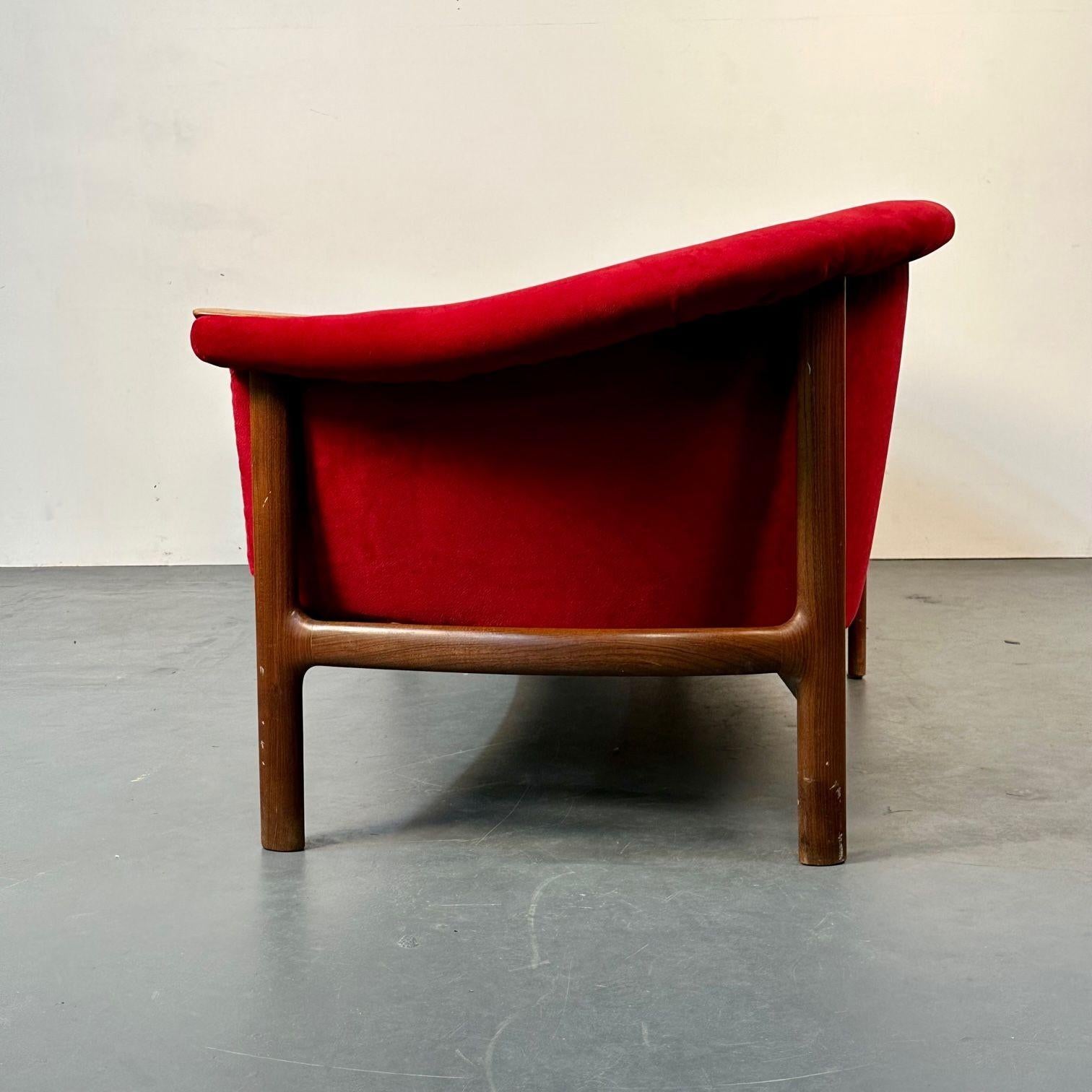 Curved Danish Mid-Century Modern Three Seater Sofa by Johannes Andersen, Walnut For Sale 10
