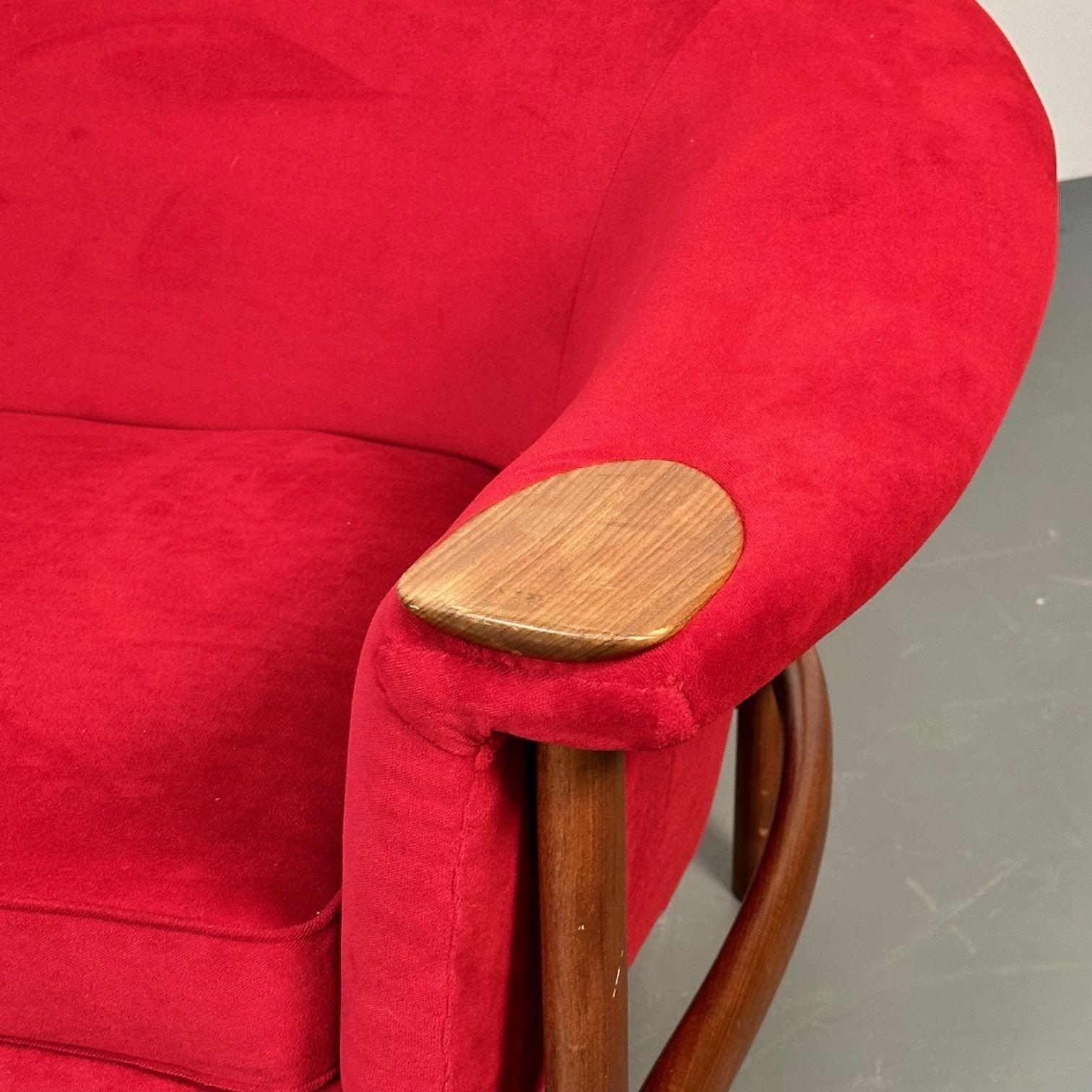 Curved Danish Mid-Century Modern Three Seater Sofa by Johannes Andersen, Walnut For Sale 11