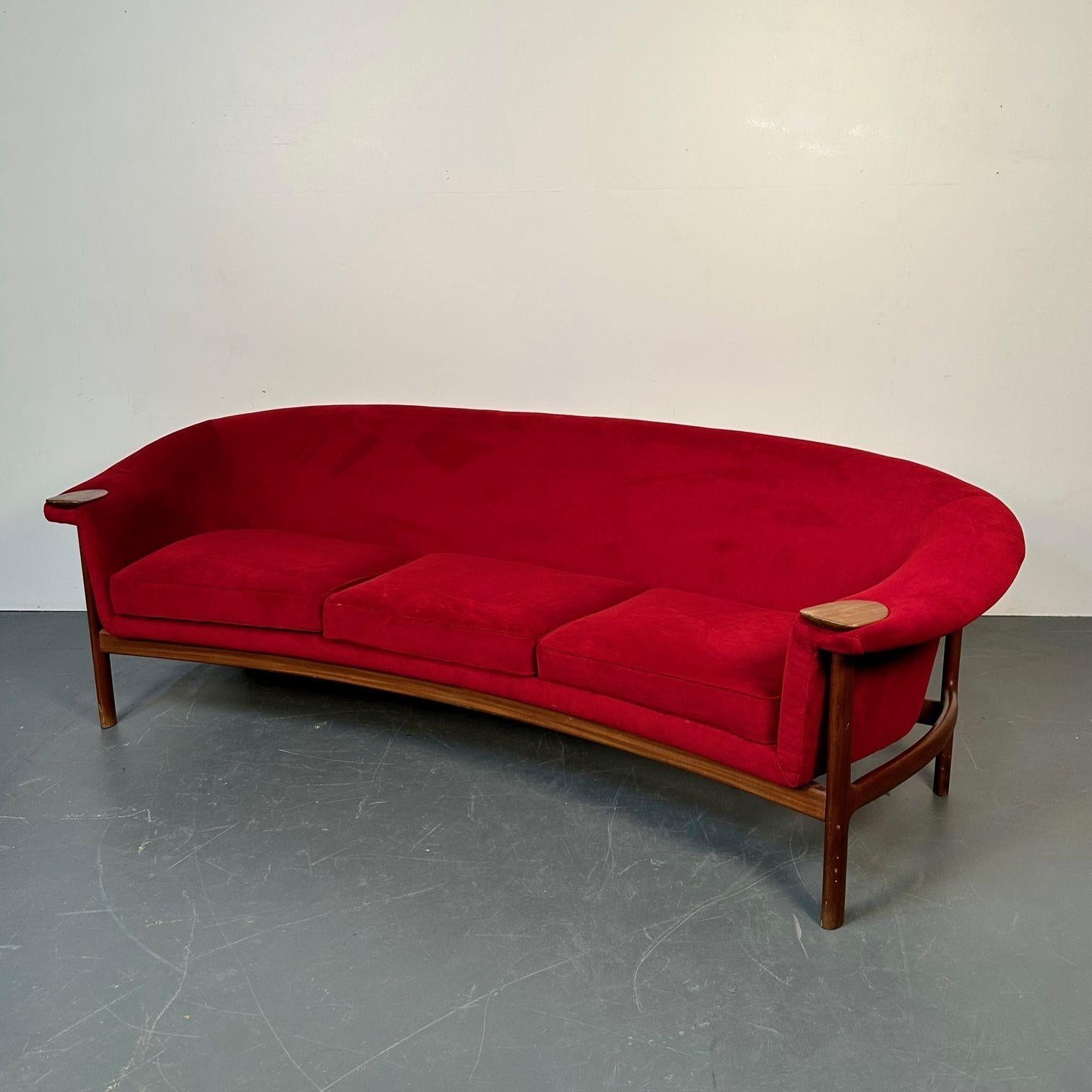 Mid-20th Century Curved Danish Mid-Century Modern Three Seater Sofa by Johannes Andersen, Walnut For Sale