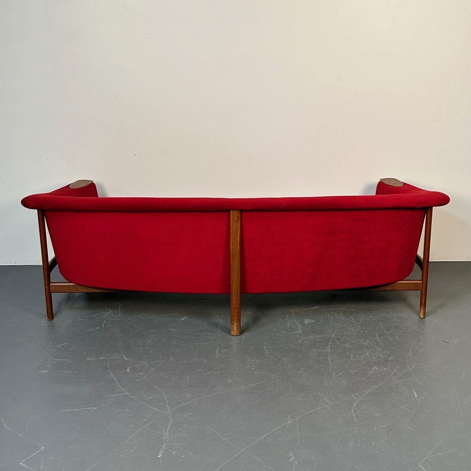 Curved Danish Mid-Century Modern Three Seater Sofa by Johannes Andersen, Walnut For Sale 4