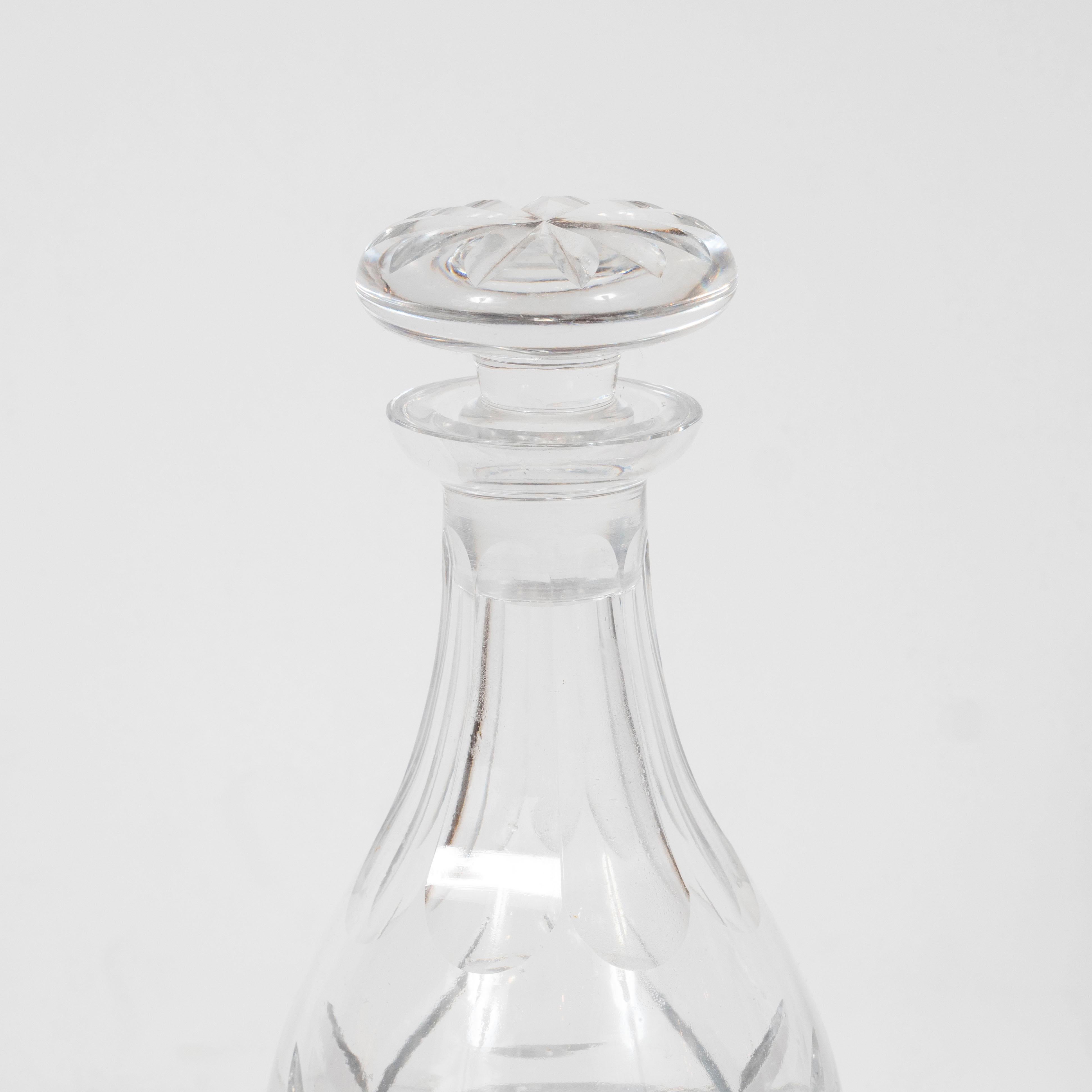 American Mid-Century Modern Translucent Brilliant Cut-Glass Decanter In Excellent Condition In New York, NY