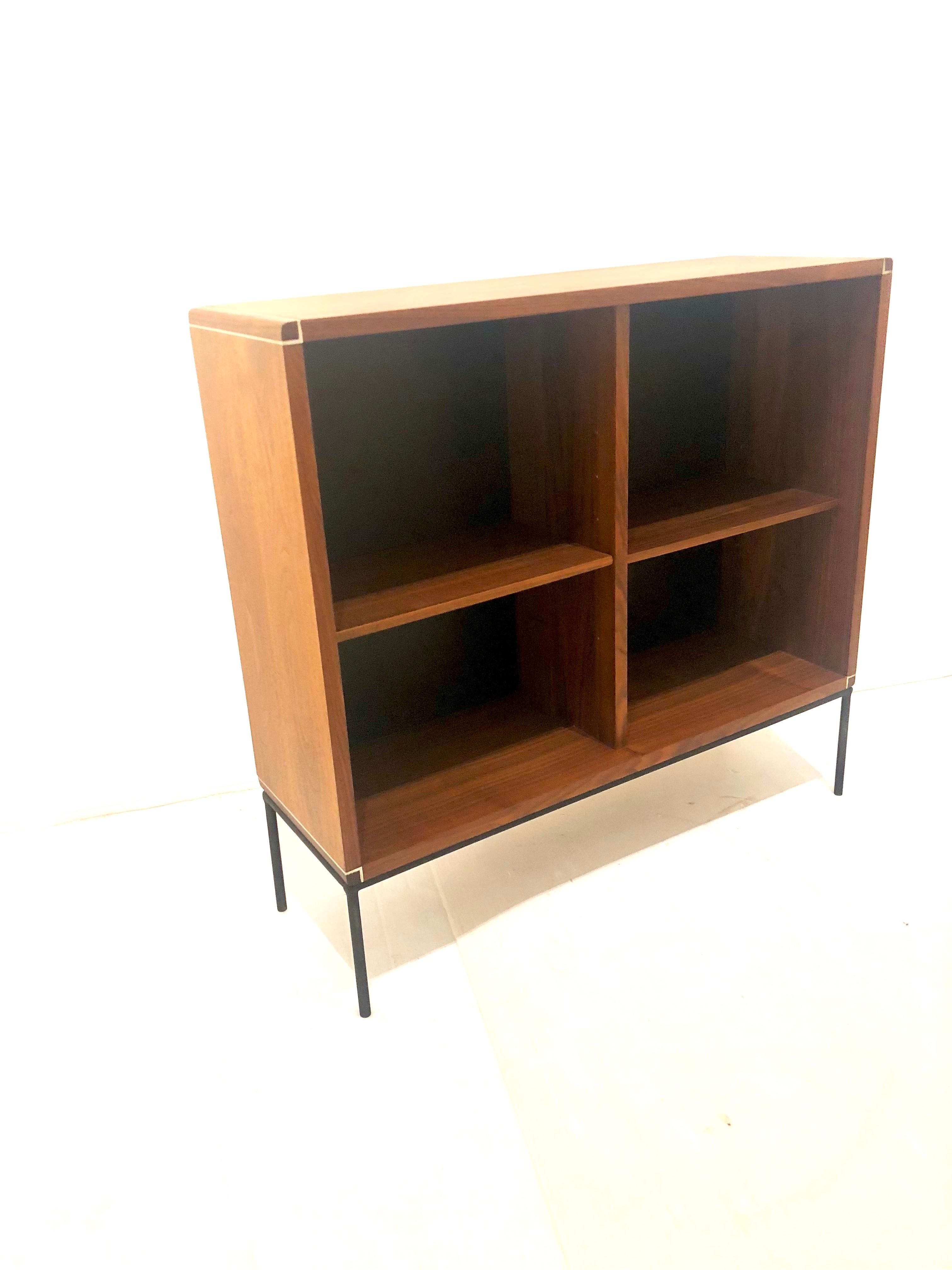 North American American Mid-Century Modern Walnut and Iron Bookcase