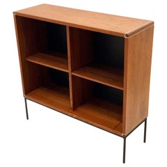 American Mid-Century Modern Walnut and Iron Bookcase