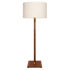 American Mid Century Modern Walnut & Brass Rare Floor Lamp by Lightolier