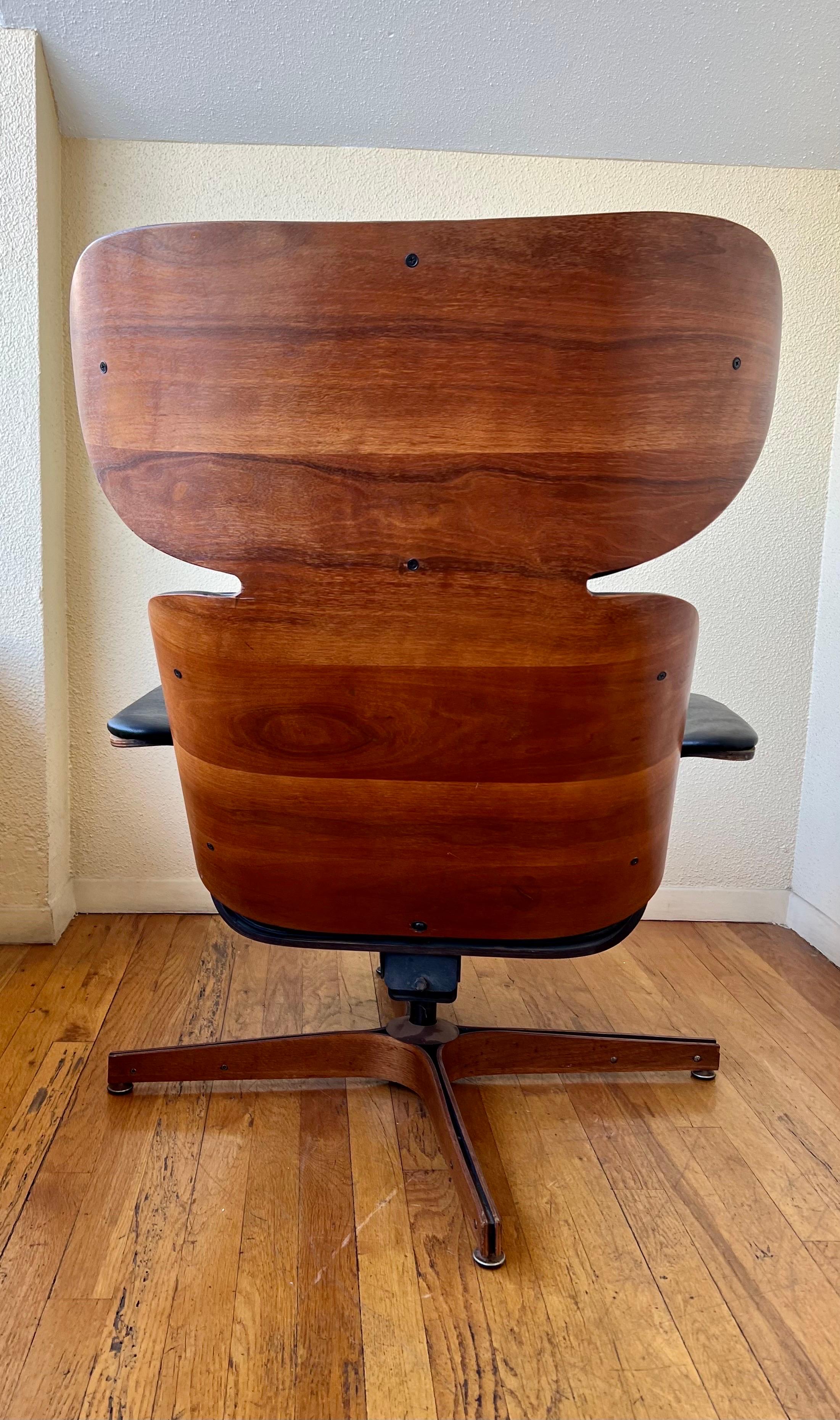 American Mid-Century Modern Walnut Chair & Ottoman by Plycraft 6