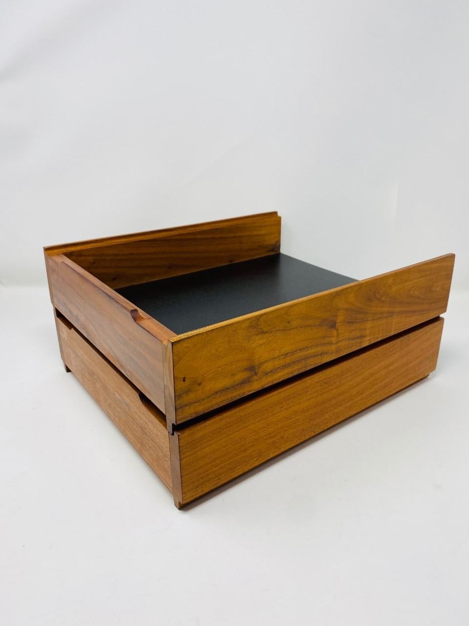 American Mid-Century Modern Walnut Modernist Paper Desk Tray 'Set of 2'  6