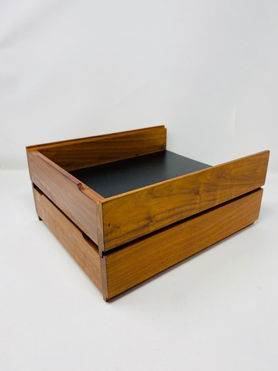 American Mid-Century Modern Walnut Modernist Paper Desk Tray 'Set of 2' 6