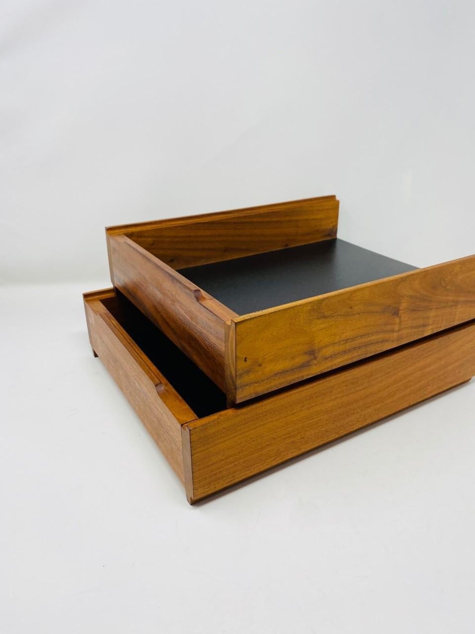 American Mid-Century Modern Walnut Modernist Paper Desk Tray 'Set of 2'  7