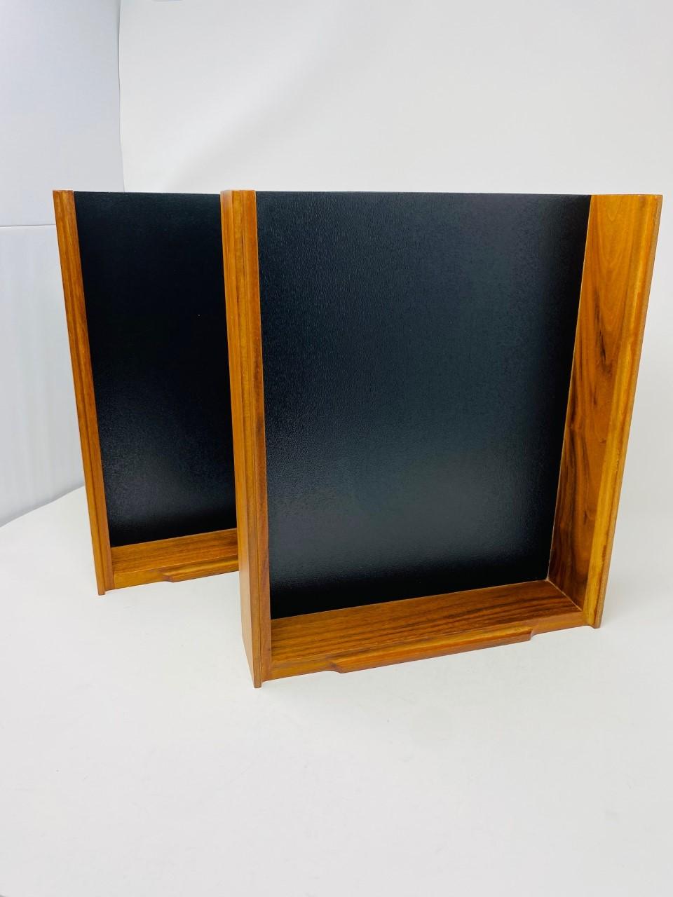 American Mid-Century Modern Walnut Modernist Paper Desk Tray 'Set of 2' 9