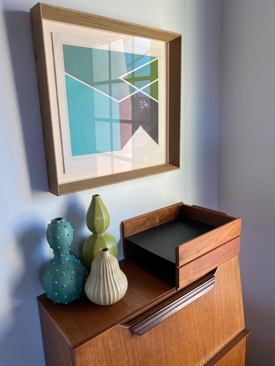 Late 20th Century American Mid-Century Modern Walnut Modernist Paper Desk Tray 'Set of 2' 