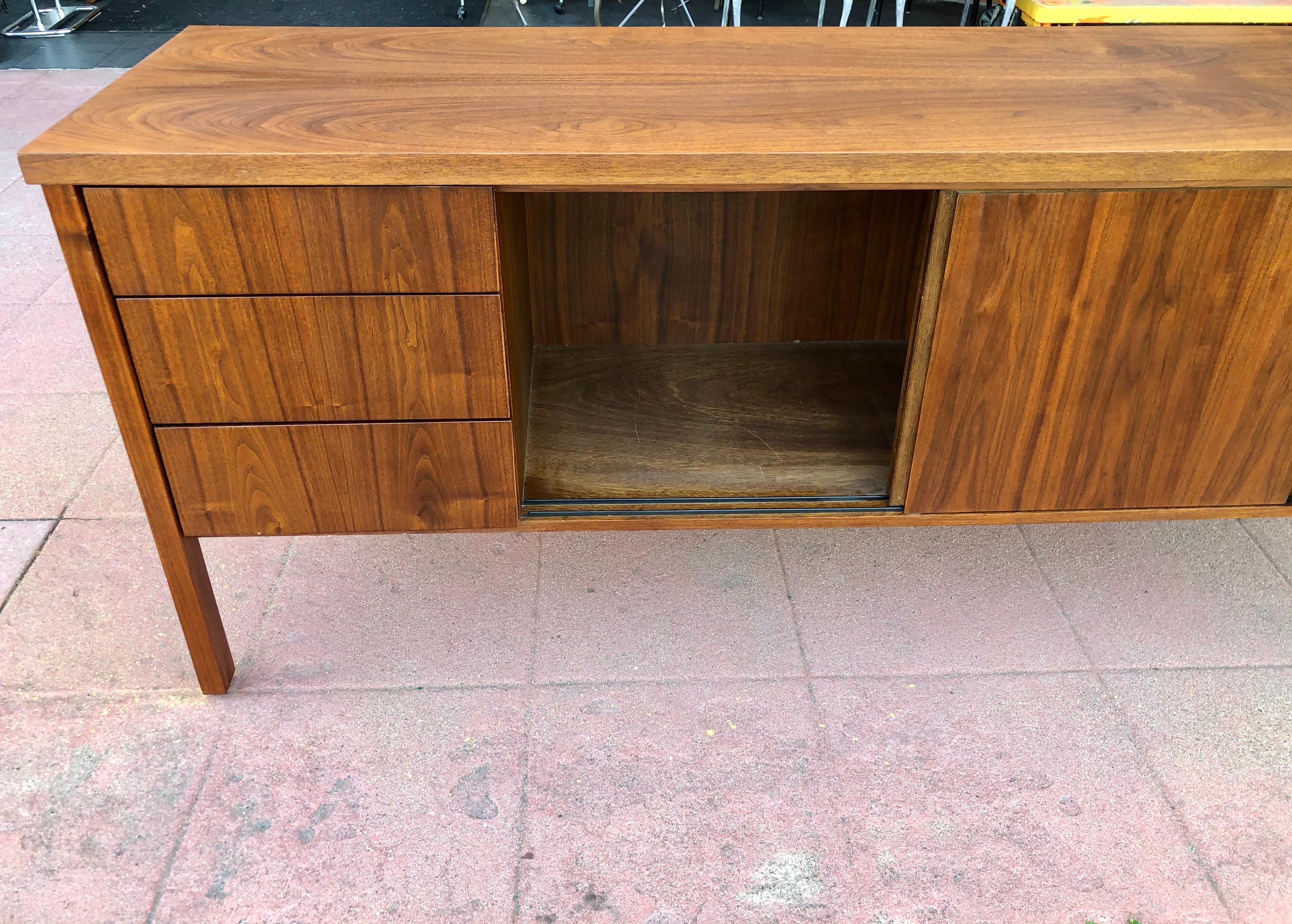 American Mid Century Modern Walnut Office Credenza With File