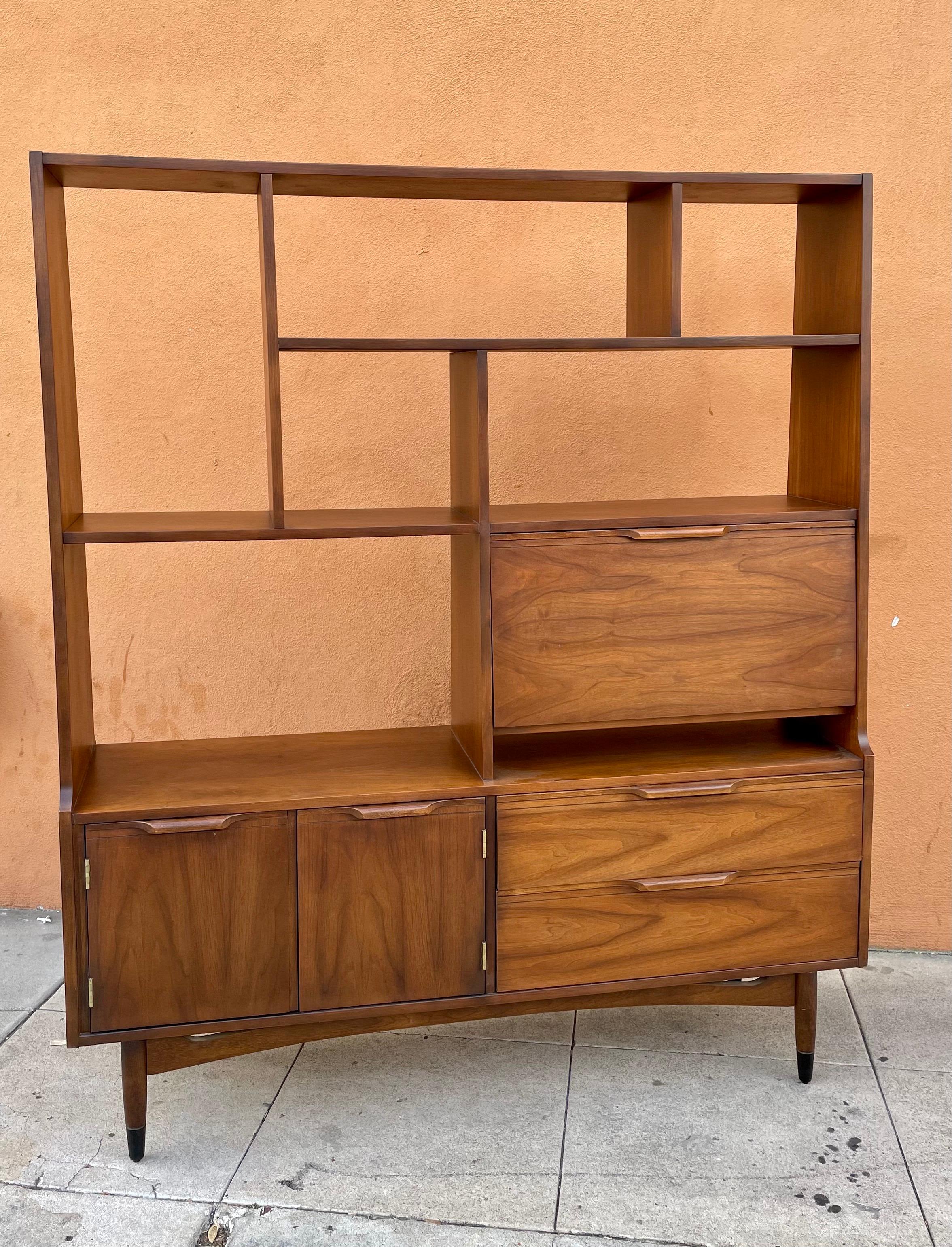North American American Mid-Century Modern Walnut Room/Divider Bookcase