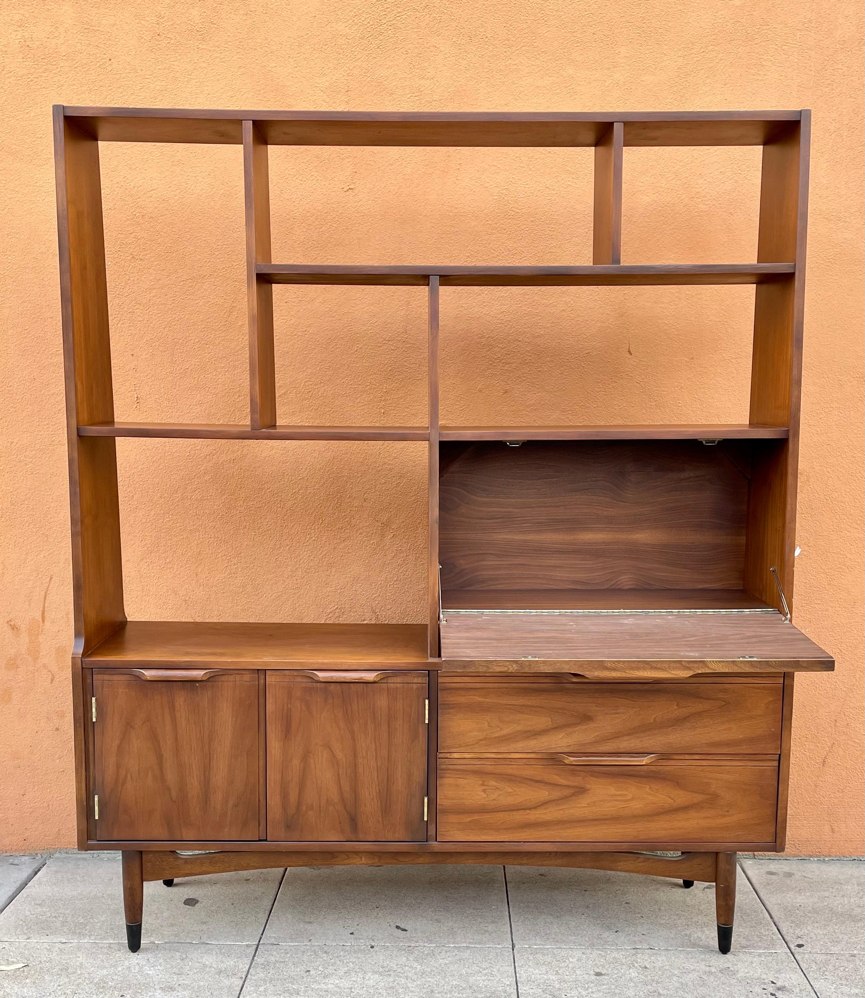 20th Century American Mid-Century Modern Walnut Room/Divider Bookcase
