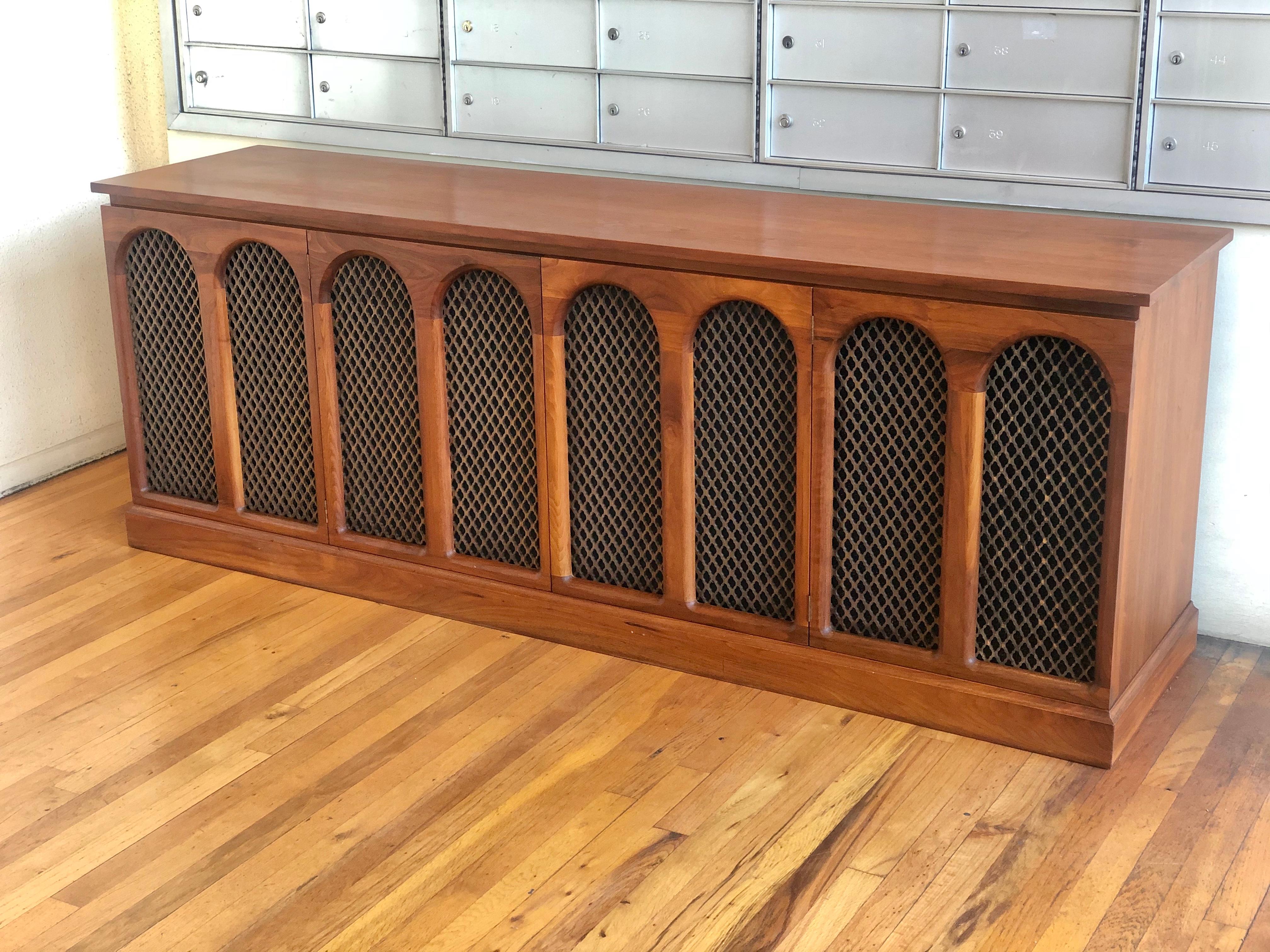 American Mid-Century Modern Walnut Stereo Cabinet 1