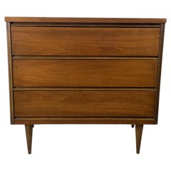 American Mid-Century Modern Walnut Three-Drawer Chest by Bassett Furniture