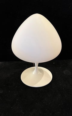 American Mid-Century Modern White Satin Enameled Laurel Table Rare Acorn Lamp