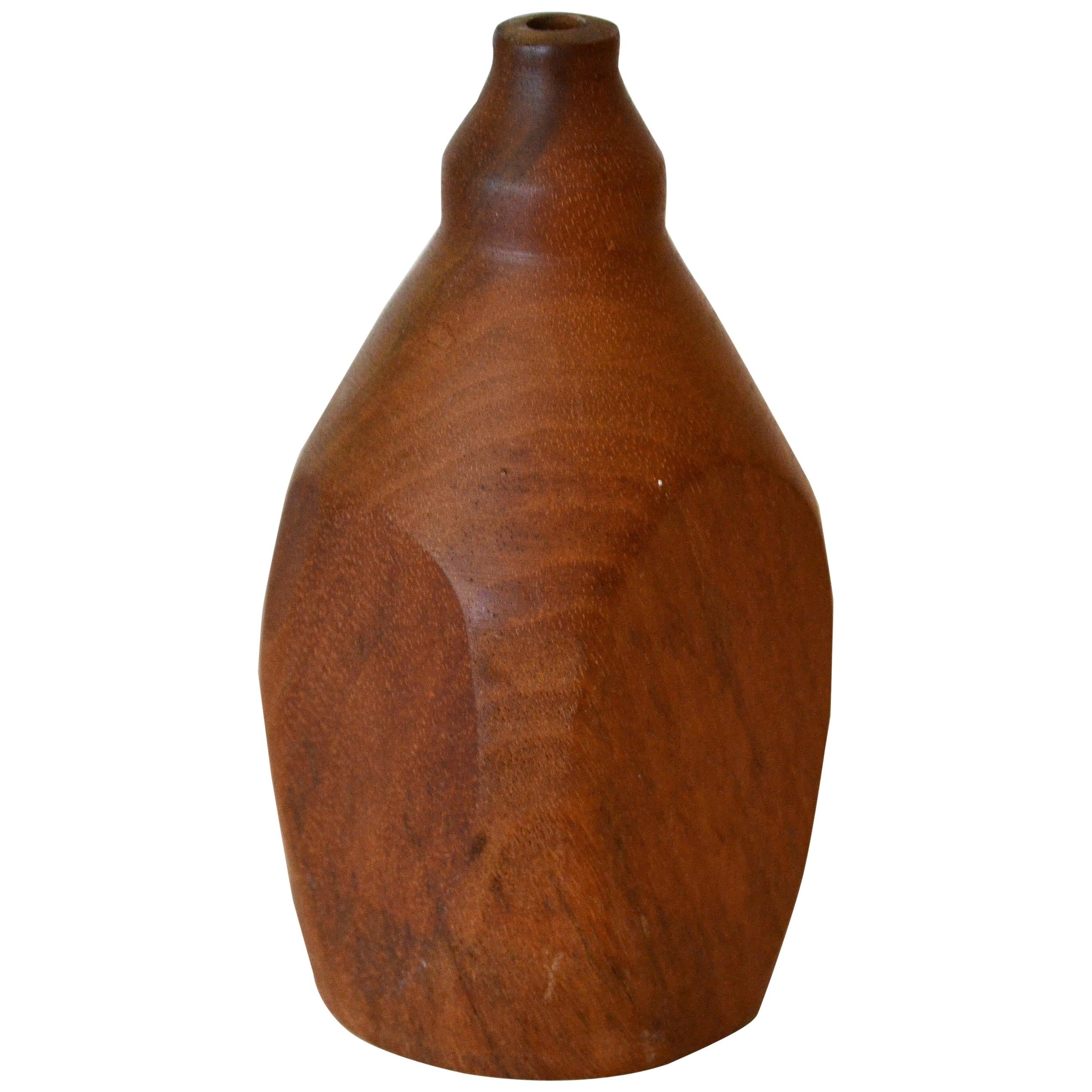 American Mid-Century Modern Woodworking Turned Walnut Weed Vase by Harless, 1986