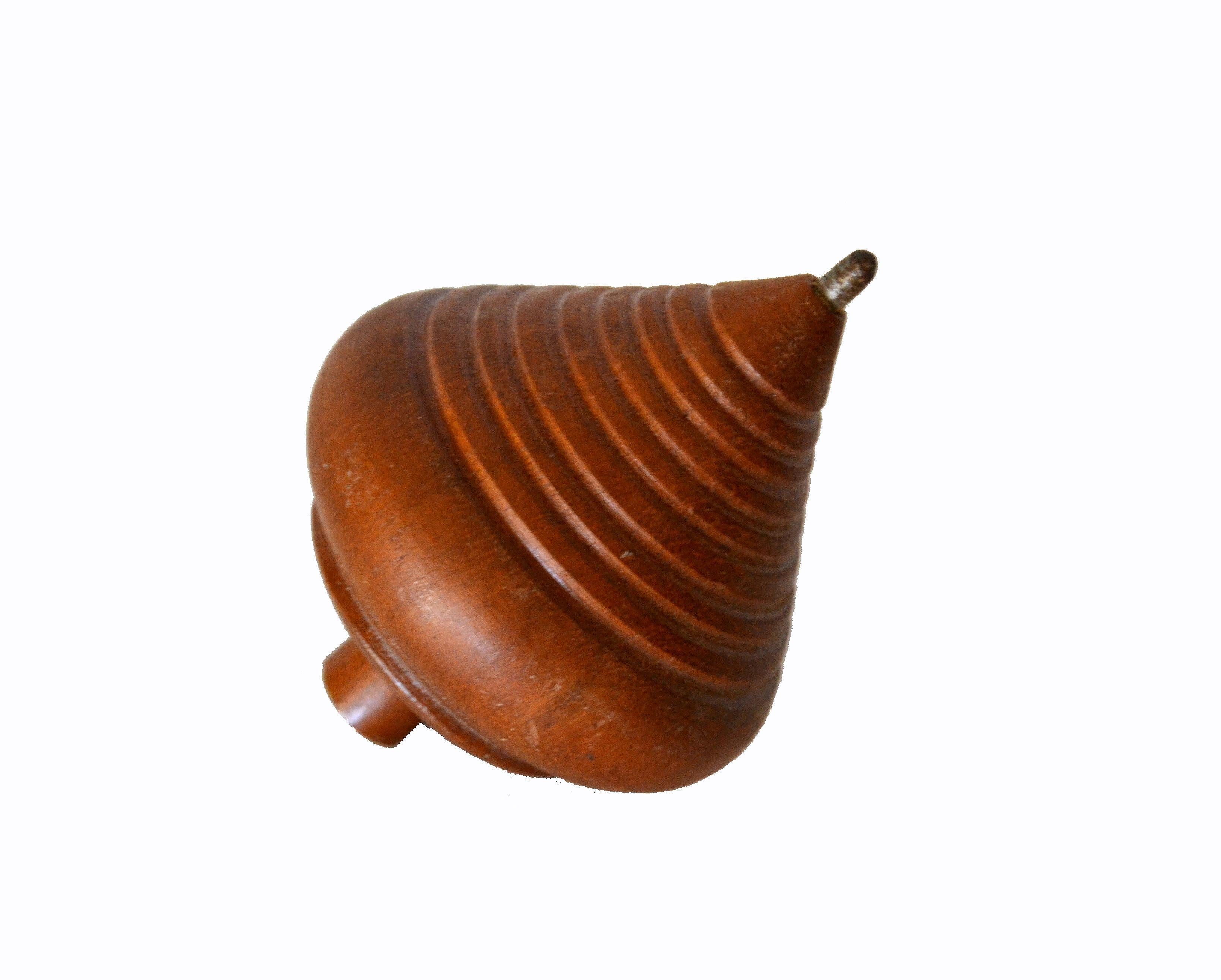 20th Century American Mid-Century Modern Woodworking Turned Walnut Wood Spinning Top Toy For Sale