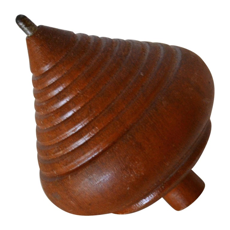 American Mid-Century Modern Woodworking Turned Walnut Wood Spinning Top Toy For Sale