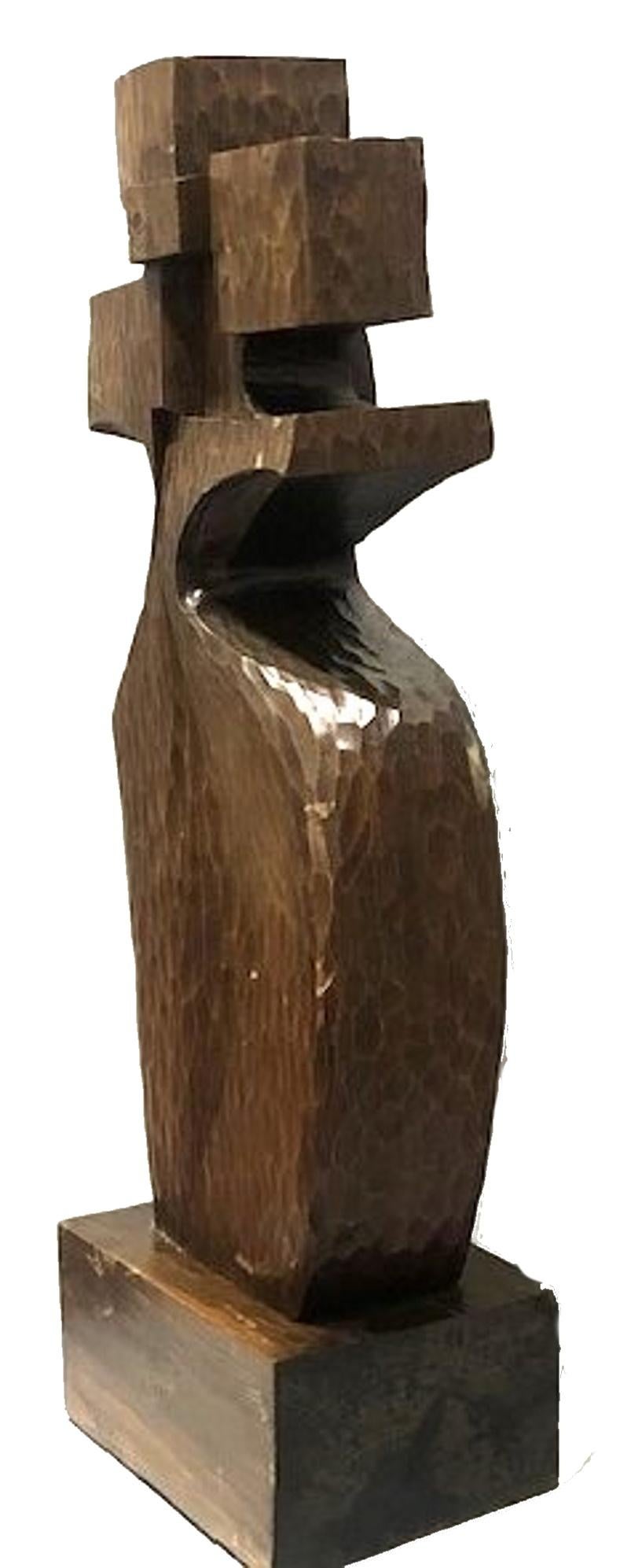Mid-Century Modern Sculpture abstraite en bois sculpté à la main de style moderniste américain du milieu du siècle, vers 1950 1950s en vente