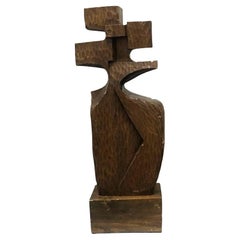 Amerikanische abstrakte handgeschnitzte Holzskulptur, Mid-Century Modernist, ca. 1950er Jahre