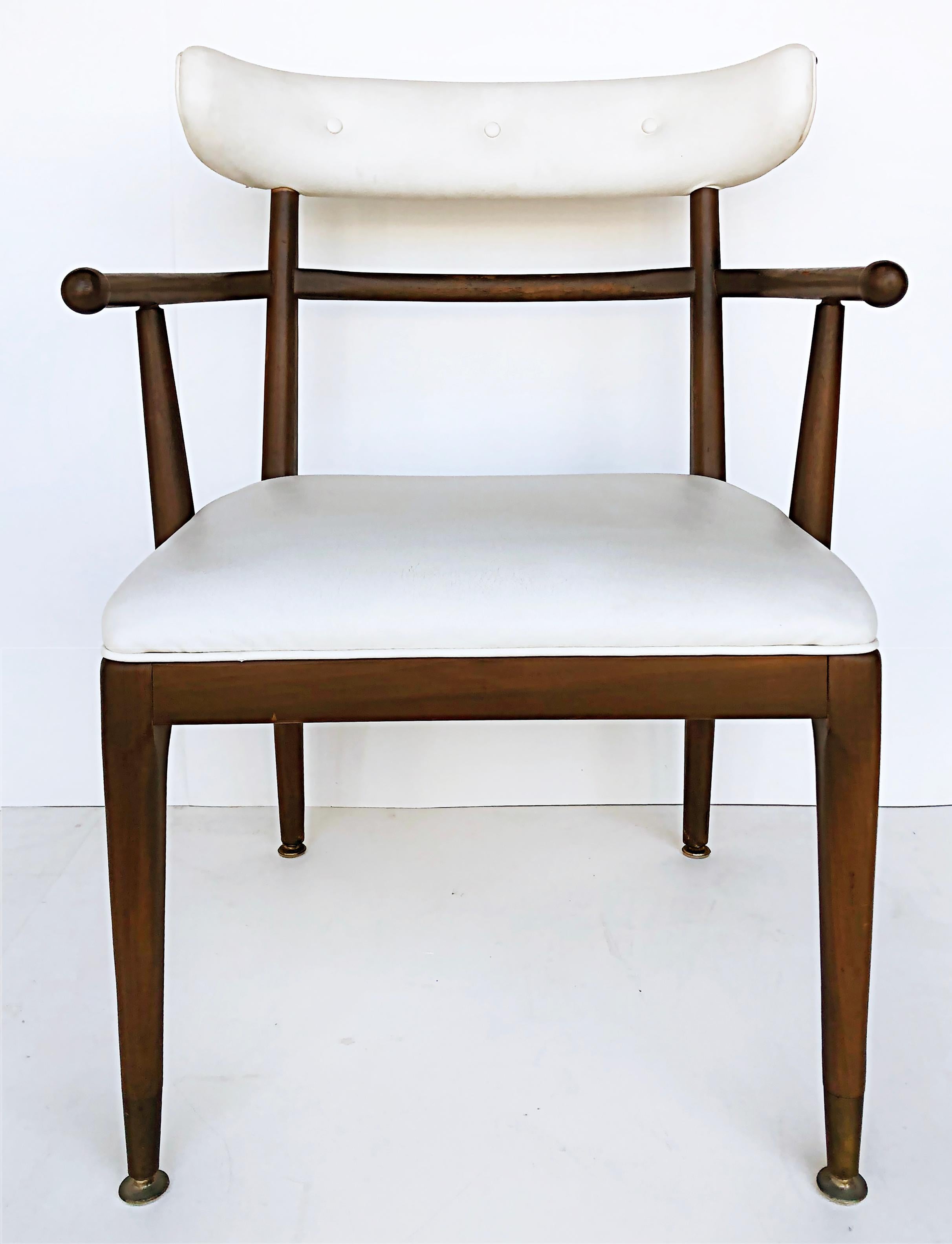 American Mid-Century Modernist Dining Chairs, Set of 6, 2 Arms, 4 Sides In Good Condition For Sale In Miami, FL