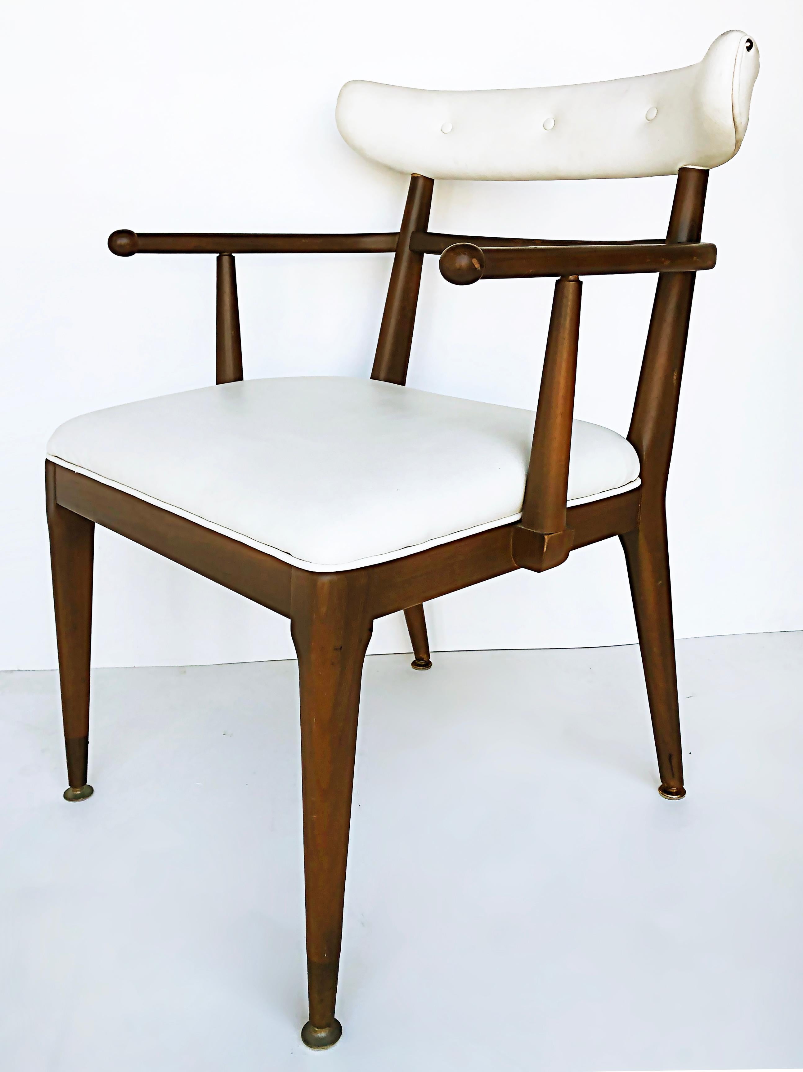 20th Century American Mid-Century Modernist Dining Chairs, Set of 6, 2 Arms, 4 Sides For Sale