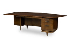 American Mid-Century Monteverdi Young Walnut Angular Executive Desk